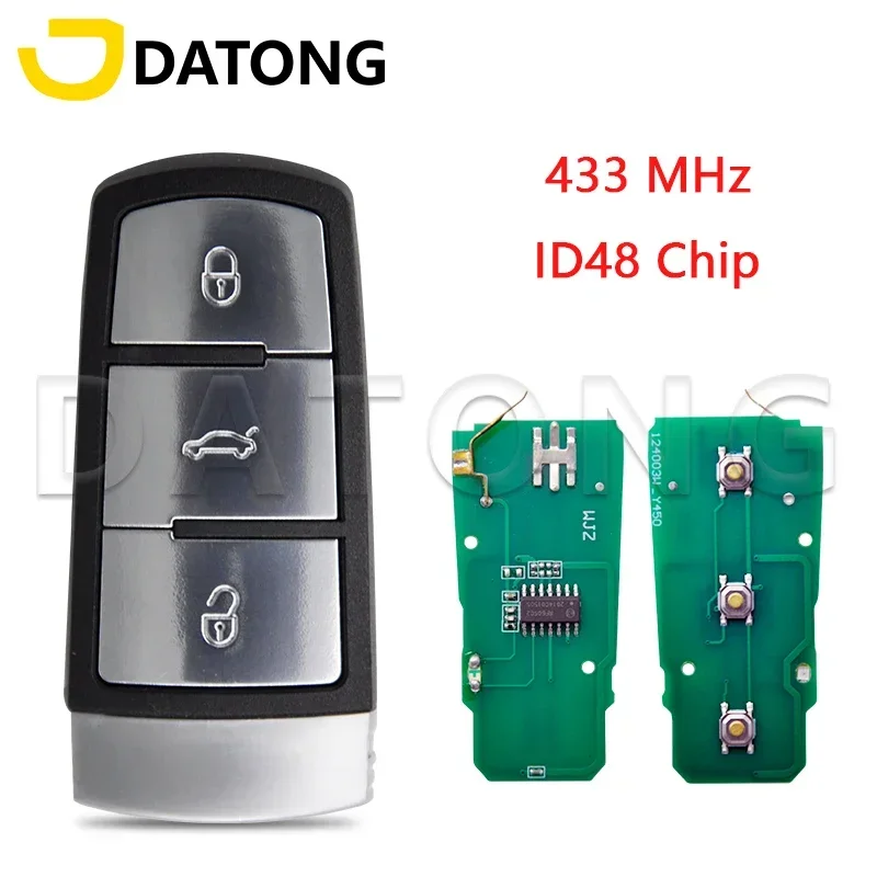 Datong World Car Remote Control Key For VW VolksWagen Passat B6 3C B7 Magotan CC ID48 Chip 433MHz Replace Smart Card 3C0959752BA