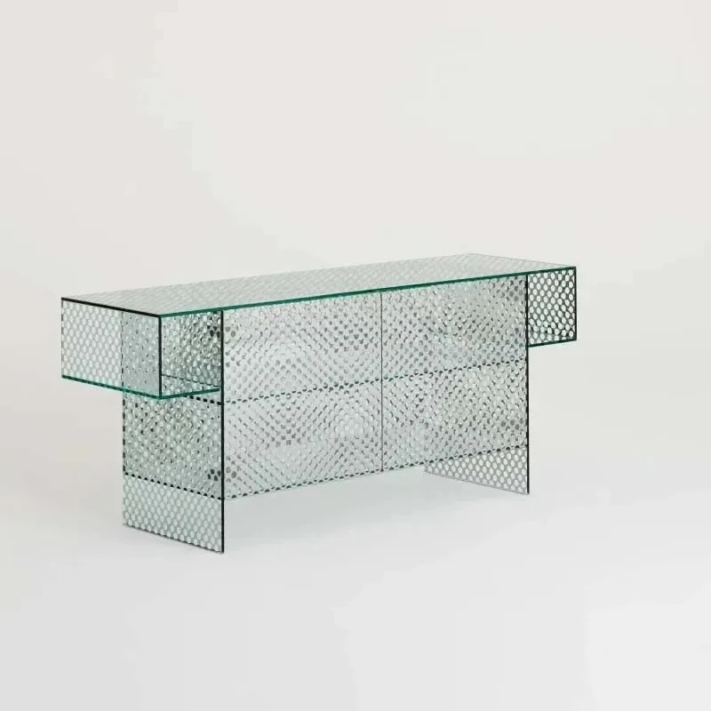 

Italian Honeycomb Tea Table Creative and Slightly Luxury Lattice Living Room Tempered Glass Coffee Table