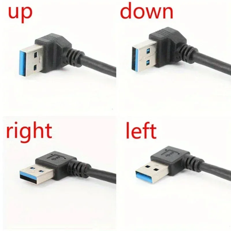 Rechtwinkliges USB 3.0-Verlängerungskabel für Hochgeschwindigkeitsdaten und schnelles Laden 90 °   Adapter für PC/Laptop/Telefon, Multi-Port Tech-Zubehör