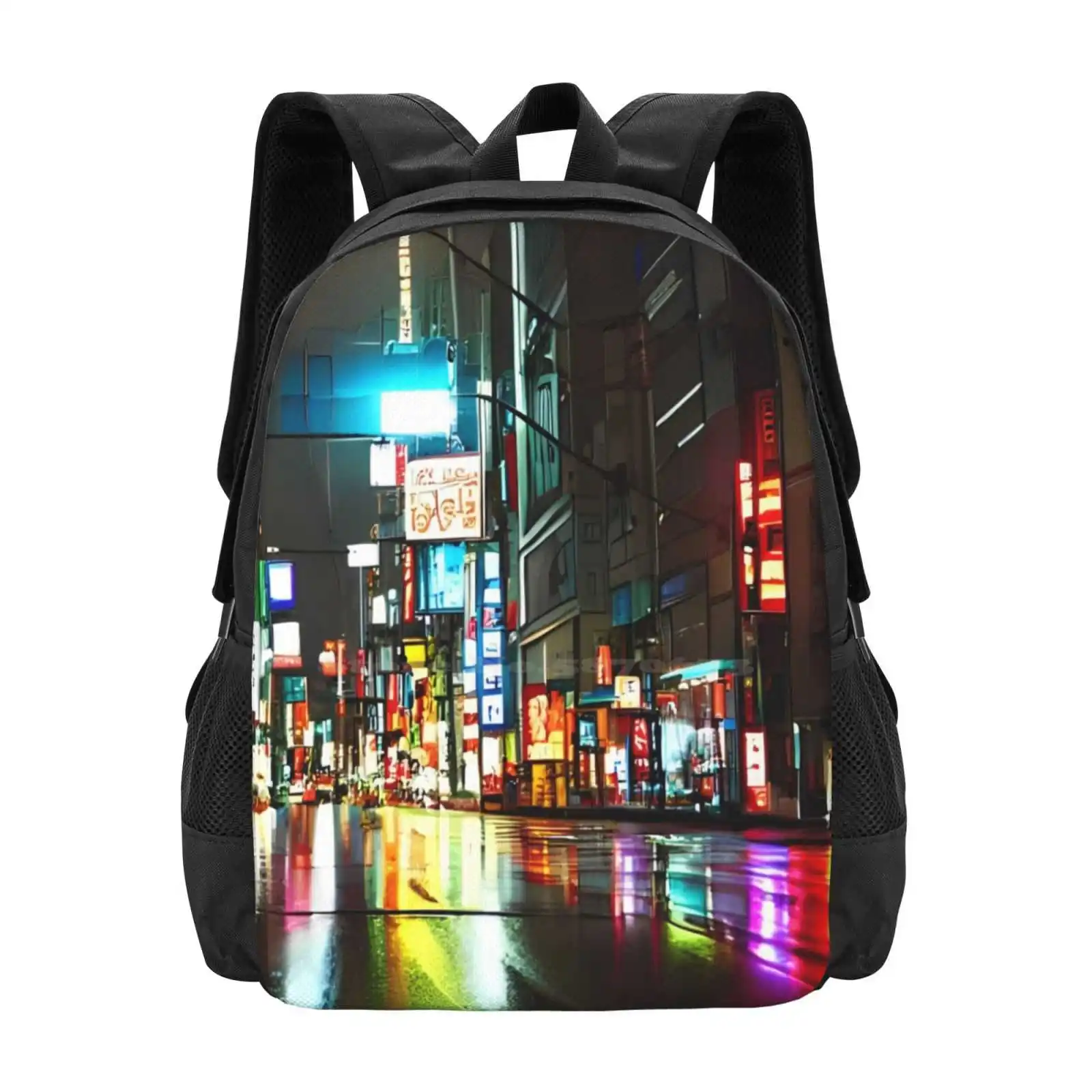 Tokyo Neon - Night Scenario - Realistic Hot Sale Schoolbag Backpack Fashion Bags Anime Future Manga Street Japanese Lights Sci