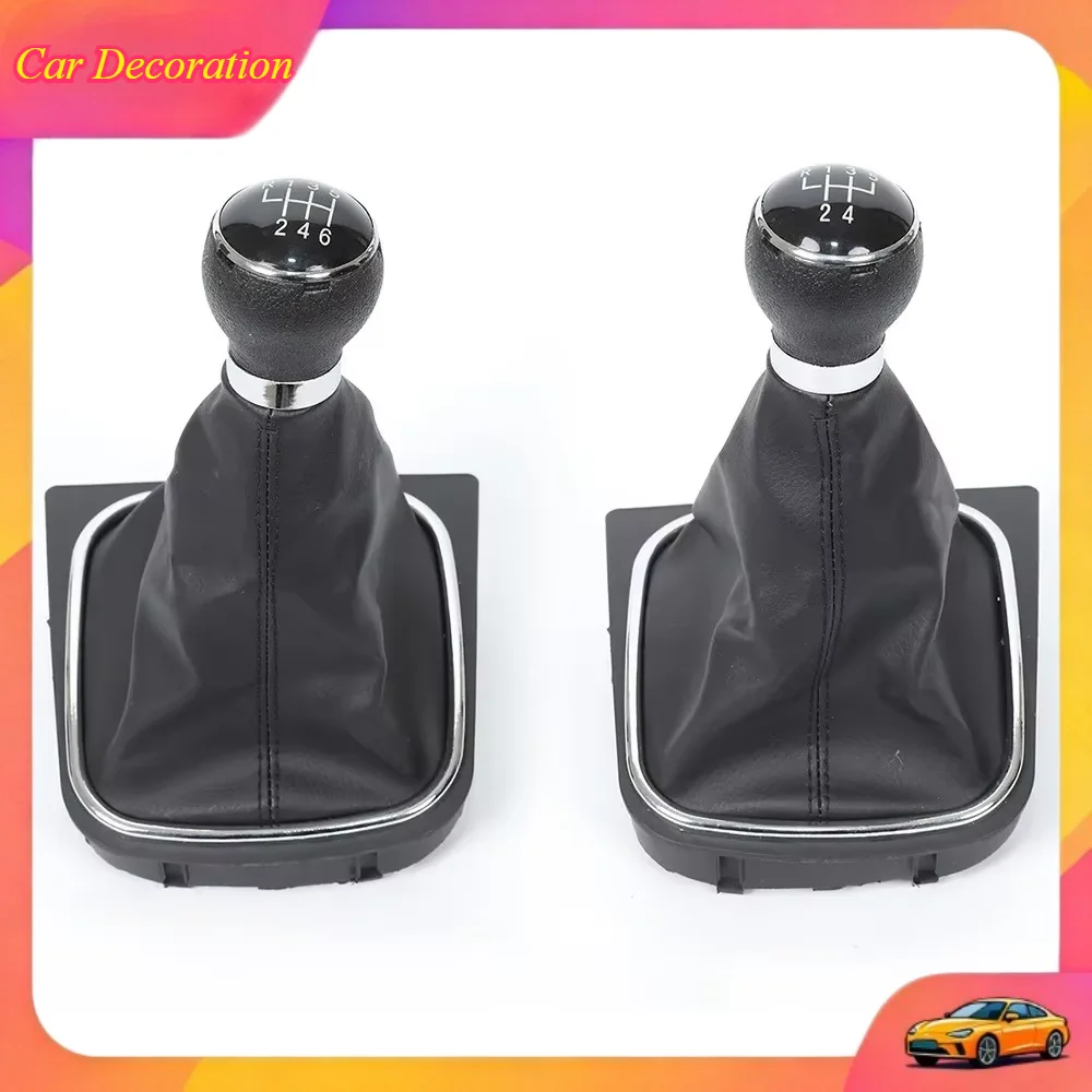 5/6 Speed Stick Gear Shift Knob with Leather Boot Collar Case for Volkswagen VW Golf 5 V 6 VI MK5 MK6 Jetta 2005-2014 Car Stying
