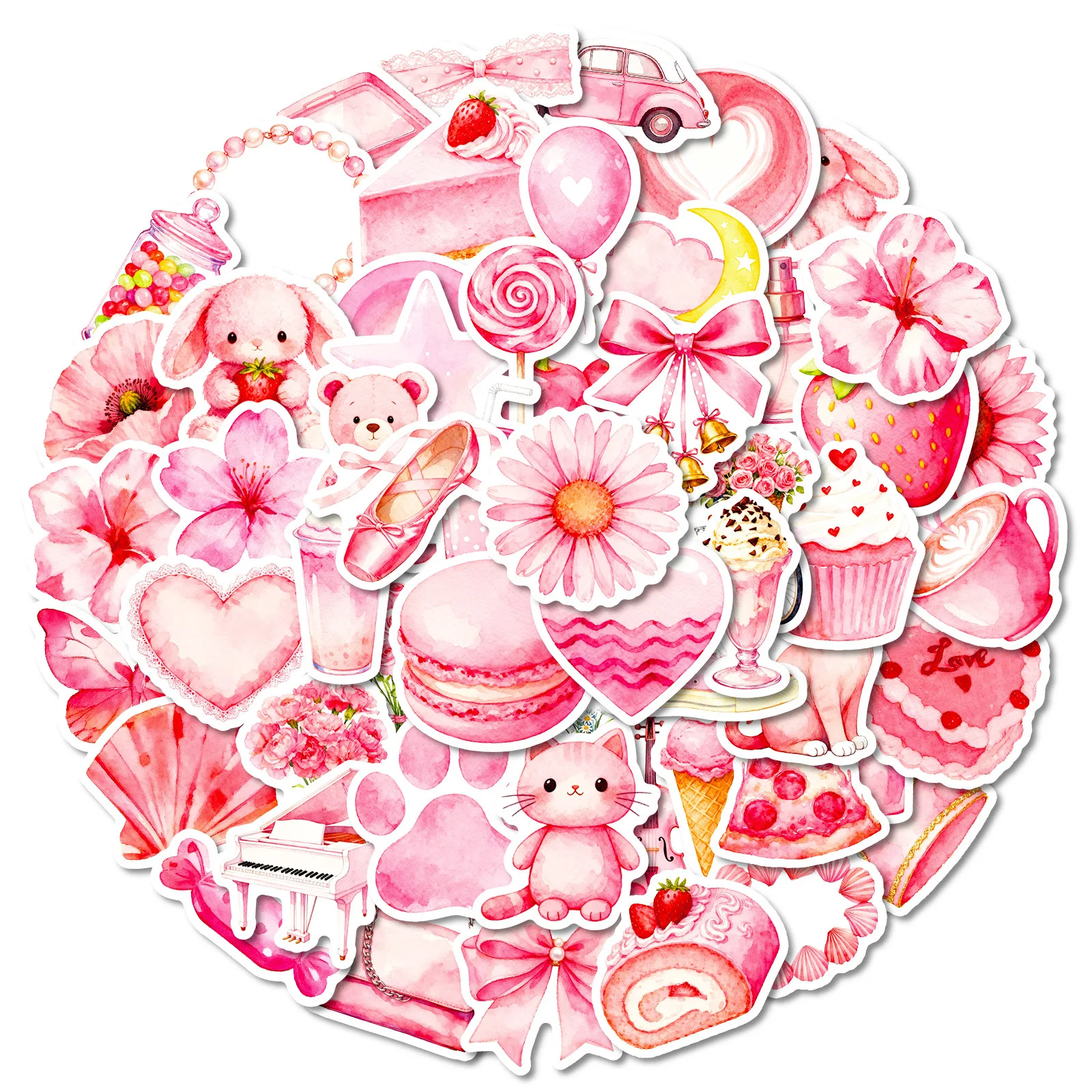 

56PCS Cartoon Pink Aesthetic INS Style Graffiti Sticker DIY Decoration Mobile Phone Case Notebook Water Cup Toy Gift Sticker