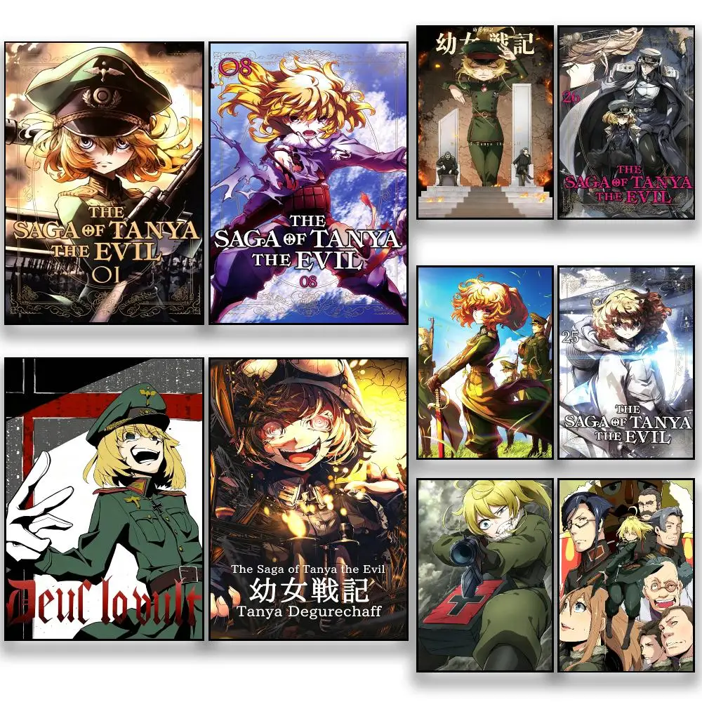 Anime-War Fantasy Action Saga Of Tanya The Evil II Poster HD Removable Wall Art Gift Bedroom Lounge Dorm Office Gaming Cafe Bars