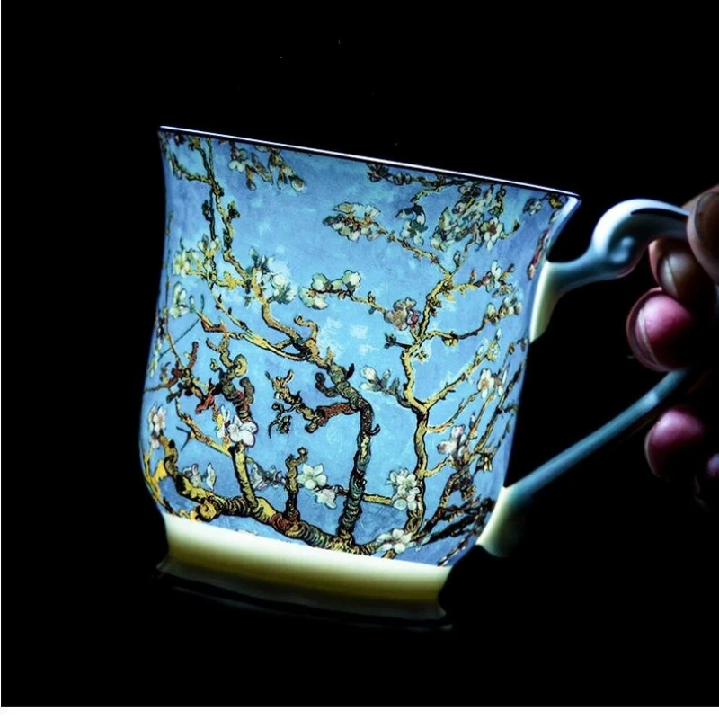 Van Gogh Oil Painting Porcelain Coffee Mug Bone China Coffe Cups Drinkware Milk Mugs Ceramic Tea Cup The Starry Night