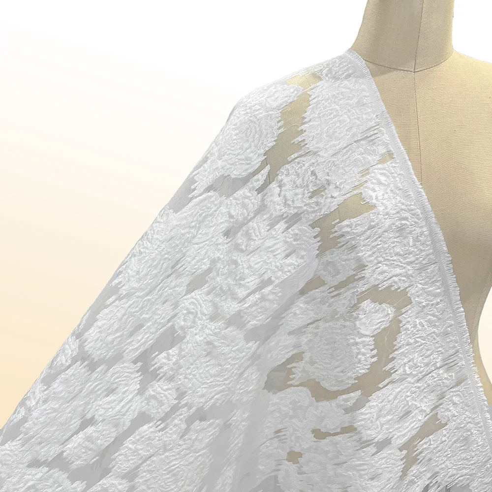 

Оптовая продажа плотной белой кружевной ткани с лазерной резкой для женских свадебных и праздничных платьев