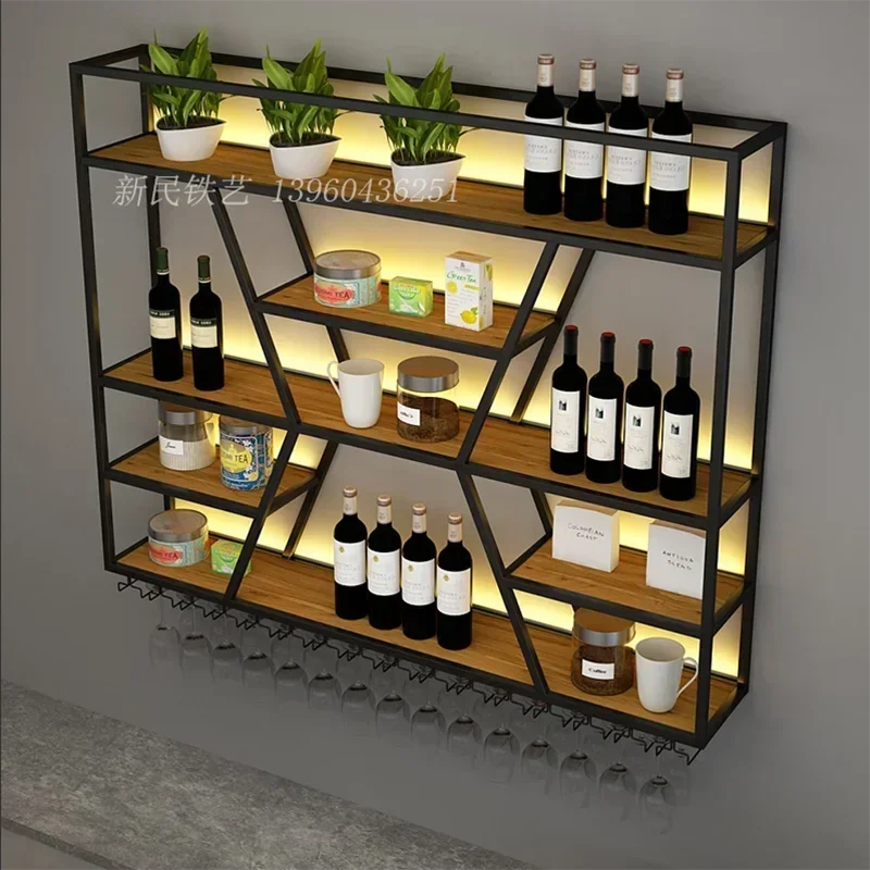 Metal Freestanding Wine Holder Kitchen Black Wall Hanging Wine Rack Storage Champagne Porta Garafa De Vinho Wall Decoration