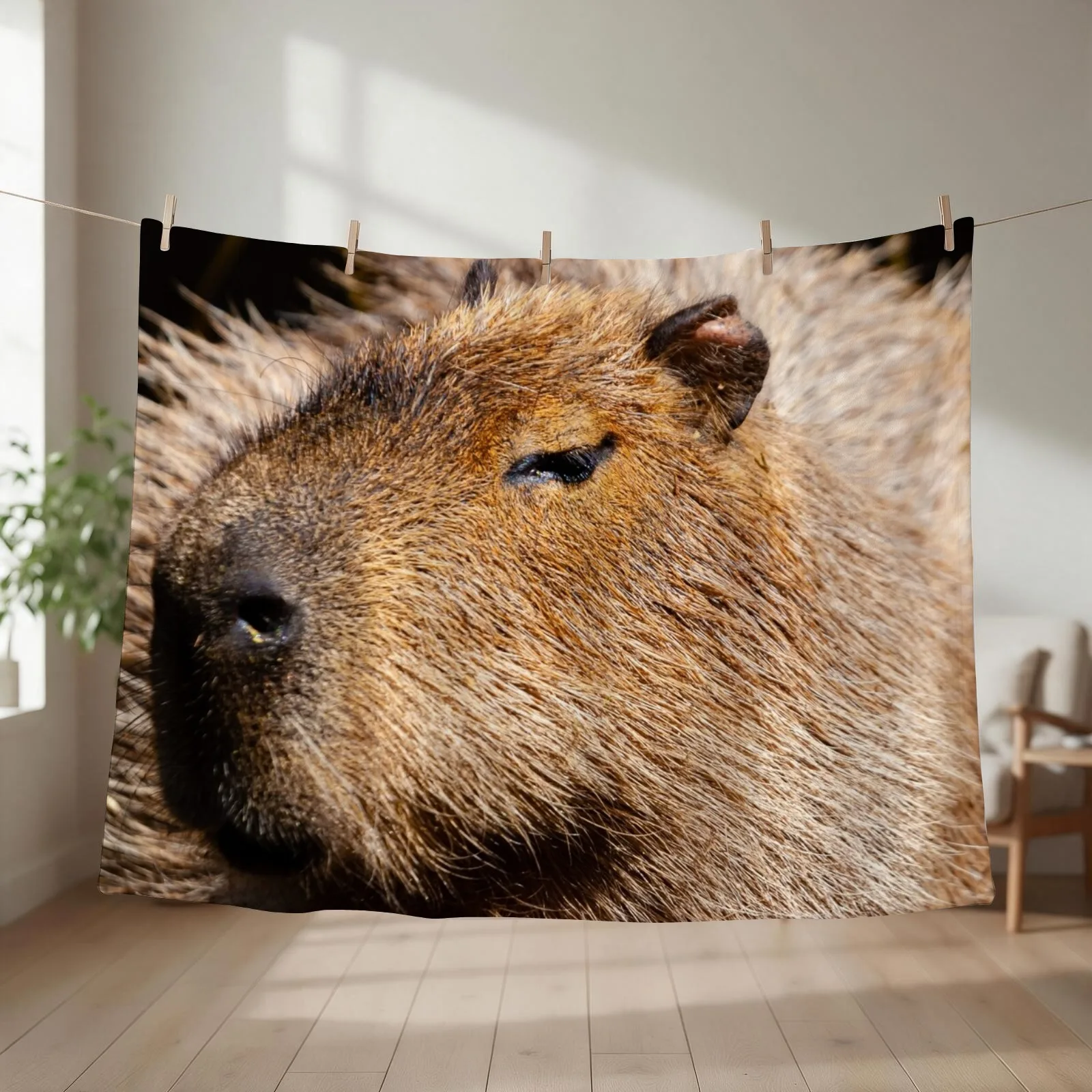 Capybara profile Throw Blanket Thermal Bed linens Hairys Luxury Throw Blankets
