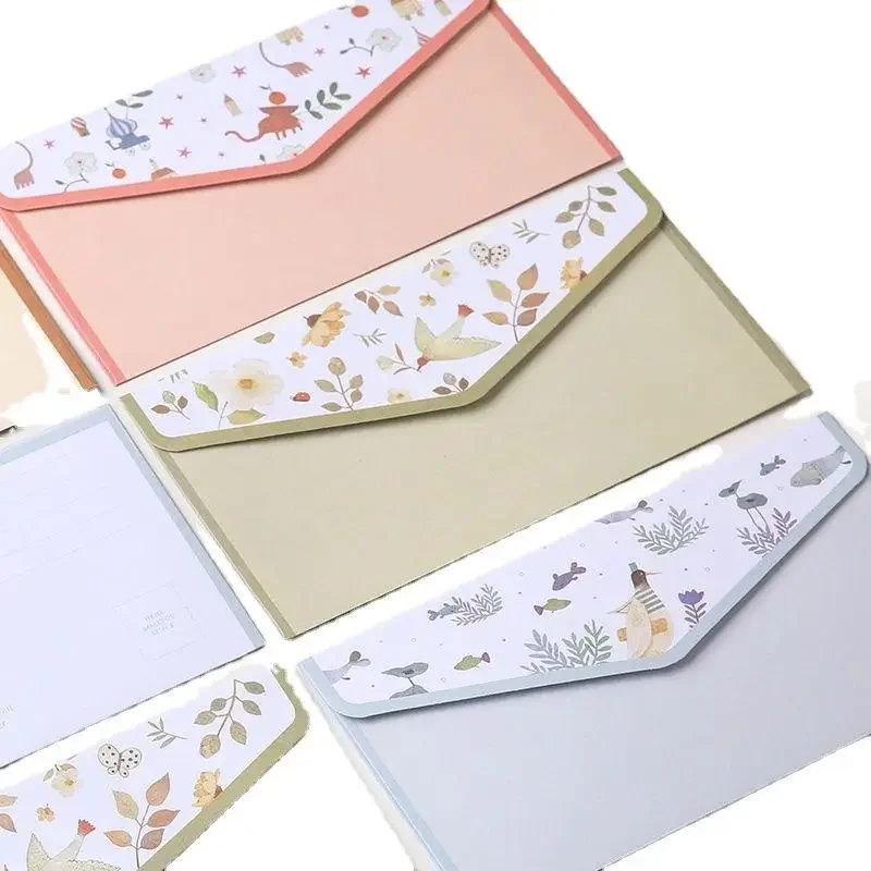 Flores Kawaii Envelopes com almofadas de letra, papel carta escrita, convite para festa de casamento, capa de cartões postais, escrita