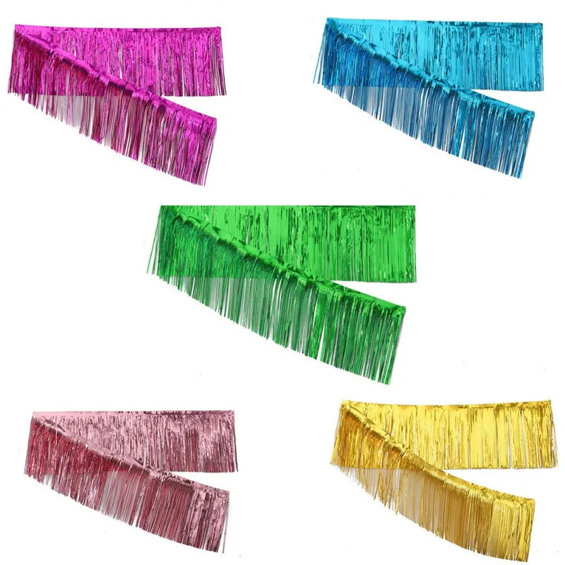 1 Pack Metallic Foil Fringe Garland Wall Hanging Tinsel Banner for Bridal Shower Wedding Birthday Easter Holiday Party Decor