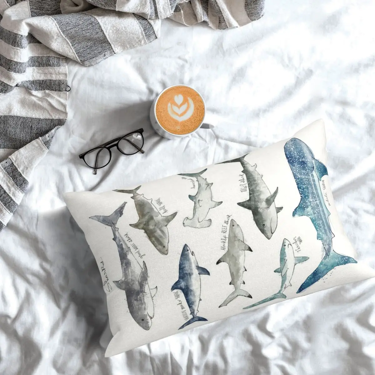 Sharks Rectangle Pillowcase Cushion Cover Decor Bedroom Bed Home Comfort Throw Pillow
