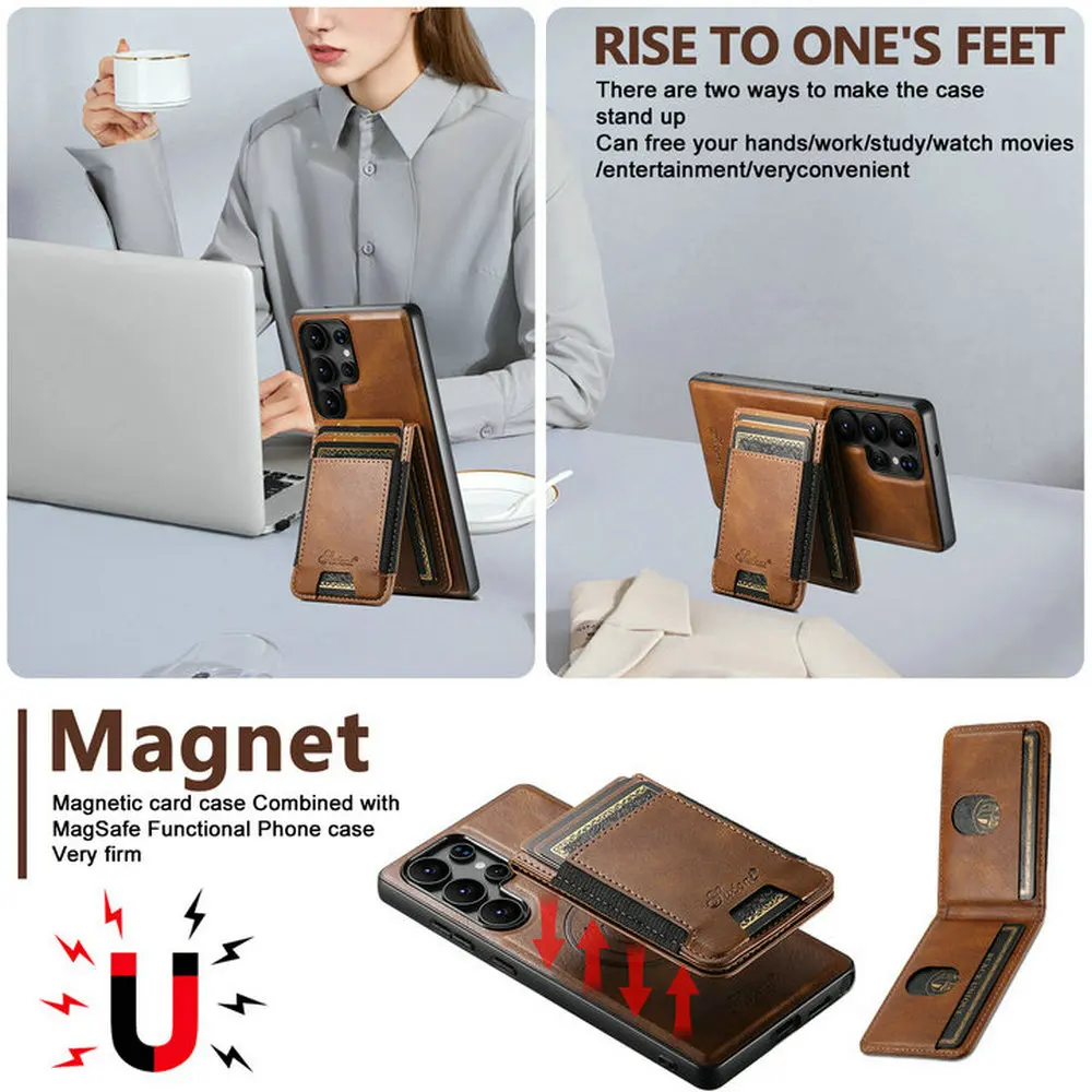 Odpinane skórzane etui z magnesem na karty do Samsung Galaxy S26 S25 S24 S23 S22 Note 20 Ultra 5G Case S26 S25 S 24 23 22 Plus Funda — zdjęcie produktu 2