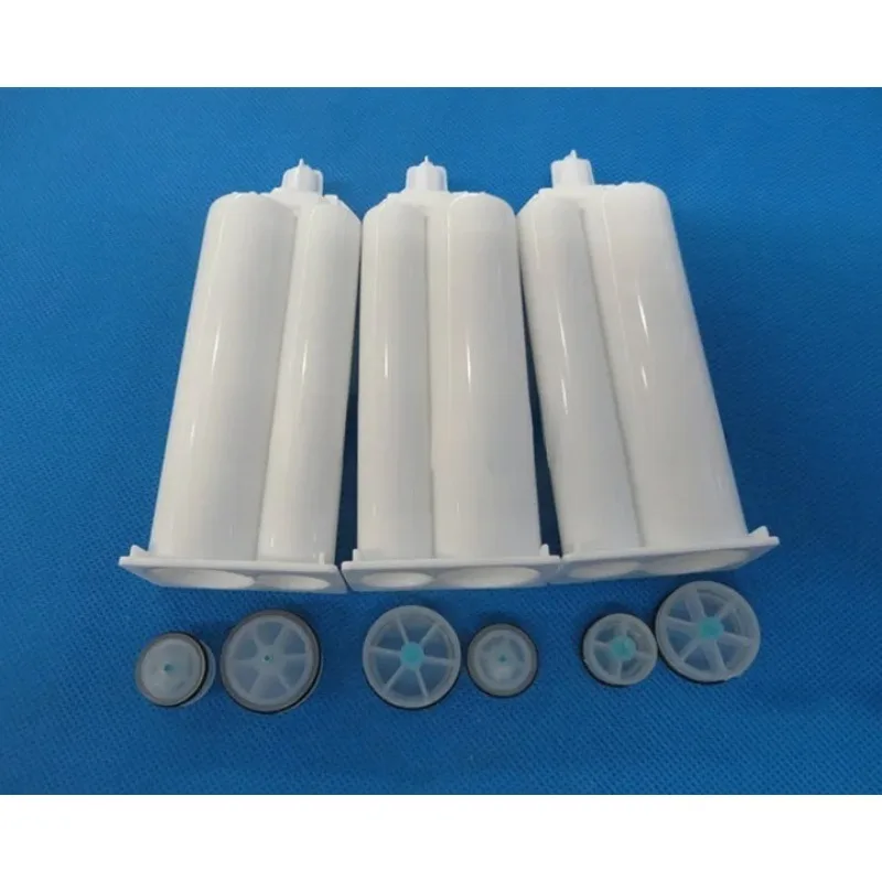 50ml 1:2 Ratio Empty Unfilled AB Glue Cartridge 100Pcs Epoxy Resin Barrel with Piston Plug