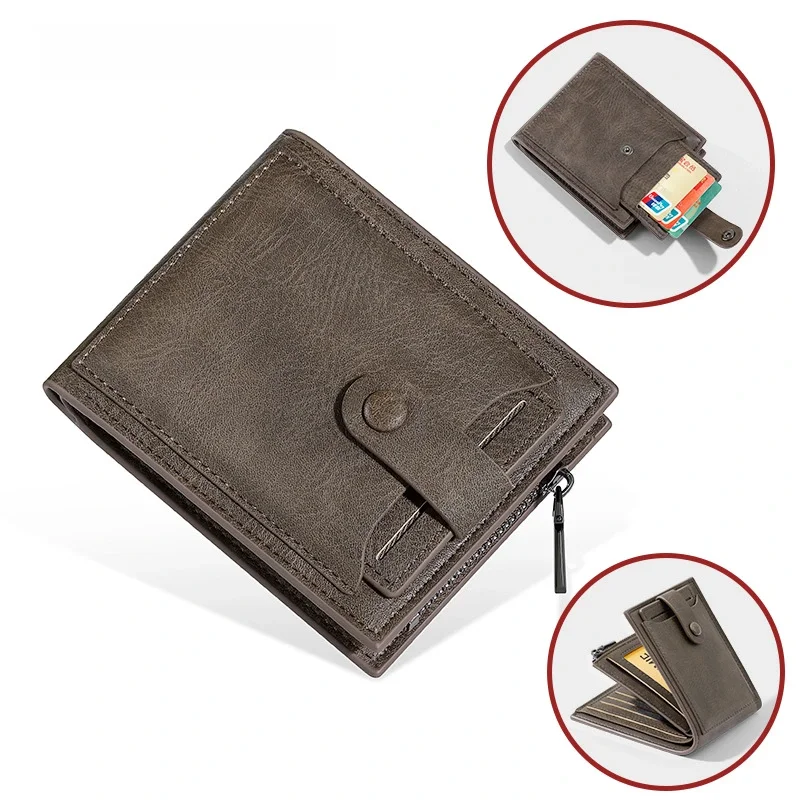 

Wallet For Men High Quality Man Coin Purses Photo Change Purse Men's Fold Wallet Short With Picture With Zipper Card Holder Bag