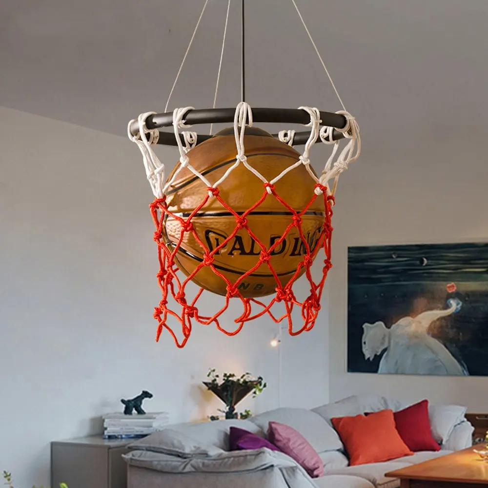 Basketball LED Pendant Lamp for Children's Bedroom, Chandelier Lighting, Boy Glass, Room Decor, Kindergarten Creative Lamp