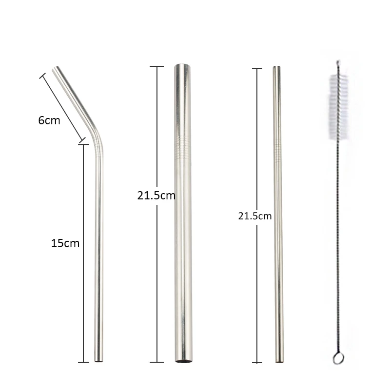 FAIS DU 100PCS Reusable 304 Stainless Steel Drinking Straws Metal Straws Eco-friendly Party Cocktail Bar Accessories Drinkware