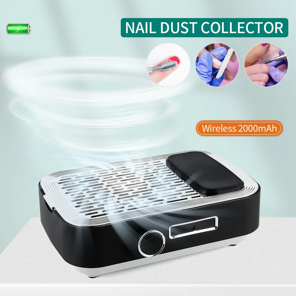 

80W High Power Nail Vacuum Cleaner Wireless 1200mAh Manicure Dust Collector Exhaust Fan Adjustable Speed Salon Manicure Tools