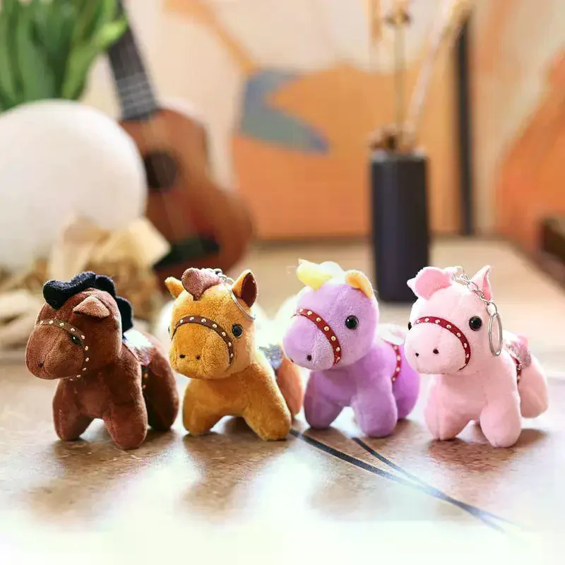 [JT] 1 unidad de lindo llavero de peluche de caballo pony, colgante de animal de peluche para adornos de mochila, juguete de regalo para niños