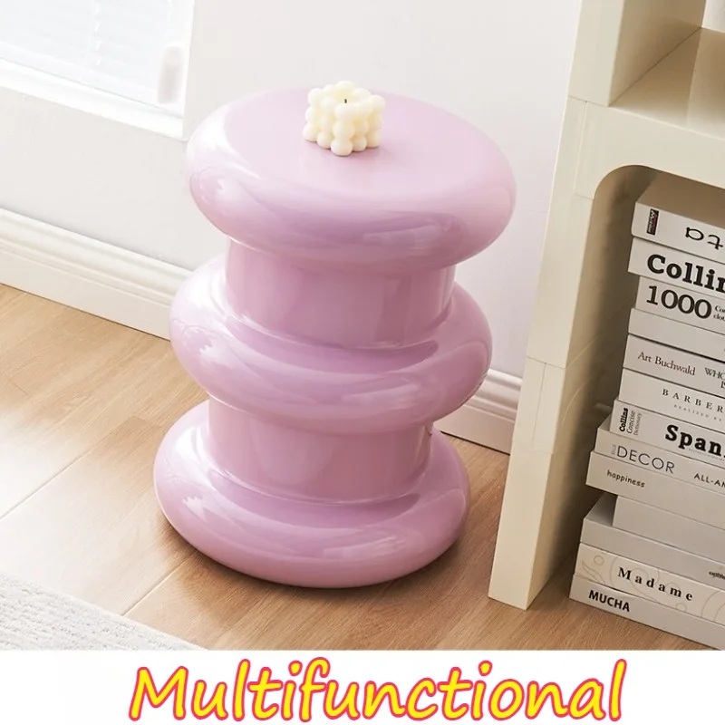 Multi-functional Shoe Changing Stool Non-slip Stable High Load-bearing Round Stool Nordic Anti-collision Living Room Furniture