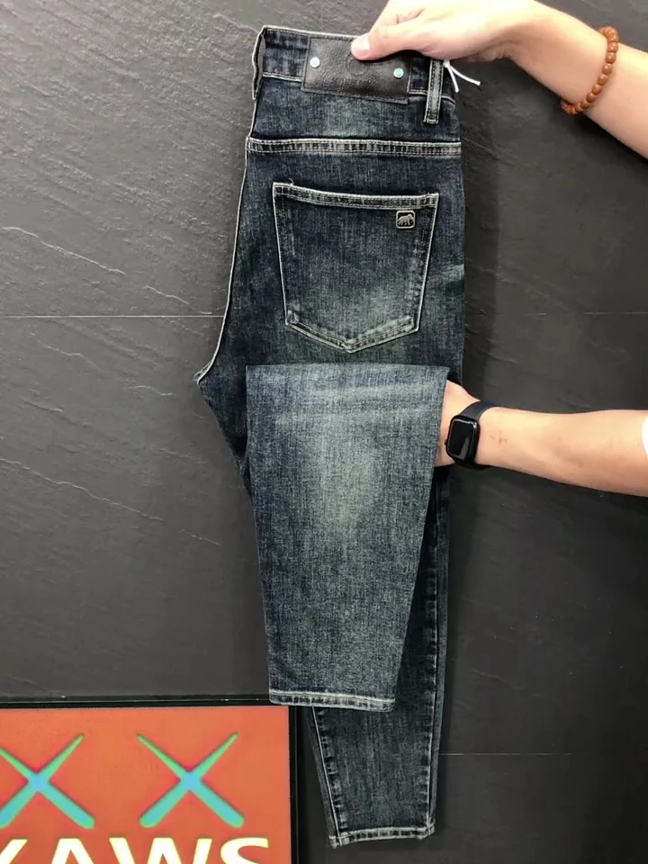 

Sli New Men's Jeans Autumn Winter High Quali Busin Casual Versatile Faionable Slim Fit Stand Waist Waed Denim