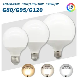 6PCS G80 G95 G125 E27 Milky Bulb 10W 15W 18W CRI90 LED Light Bulb AC110V 220V Globe Ball Bulb Cold Warm White Lampada LED Lamp