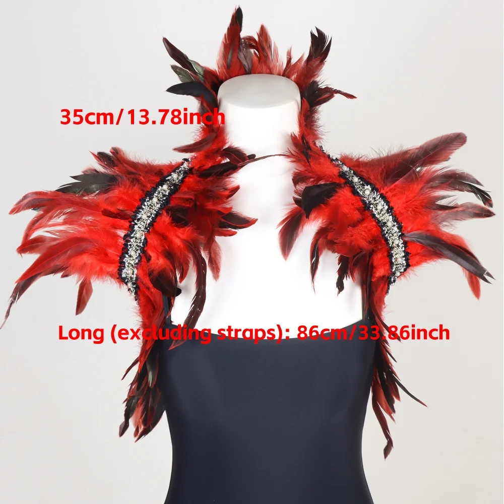 Natural Feather Shrugs Shawl For Women Cosplay Black Halloween Luxury Feather Shoulder Wraps Sexy Punk Gothic Feather Scarves