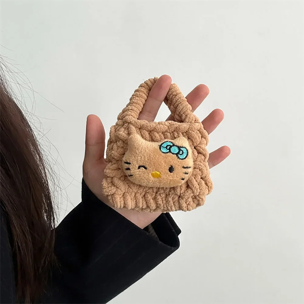 Sanrio Anime Headphone Bag Hello Kitty Cartoon Hawaii Plush Anti-fall Protective Case Mini Change Storage Bag Cute Girly Heart