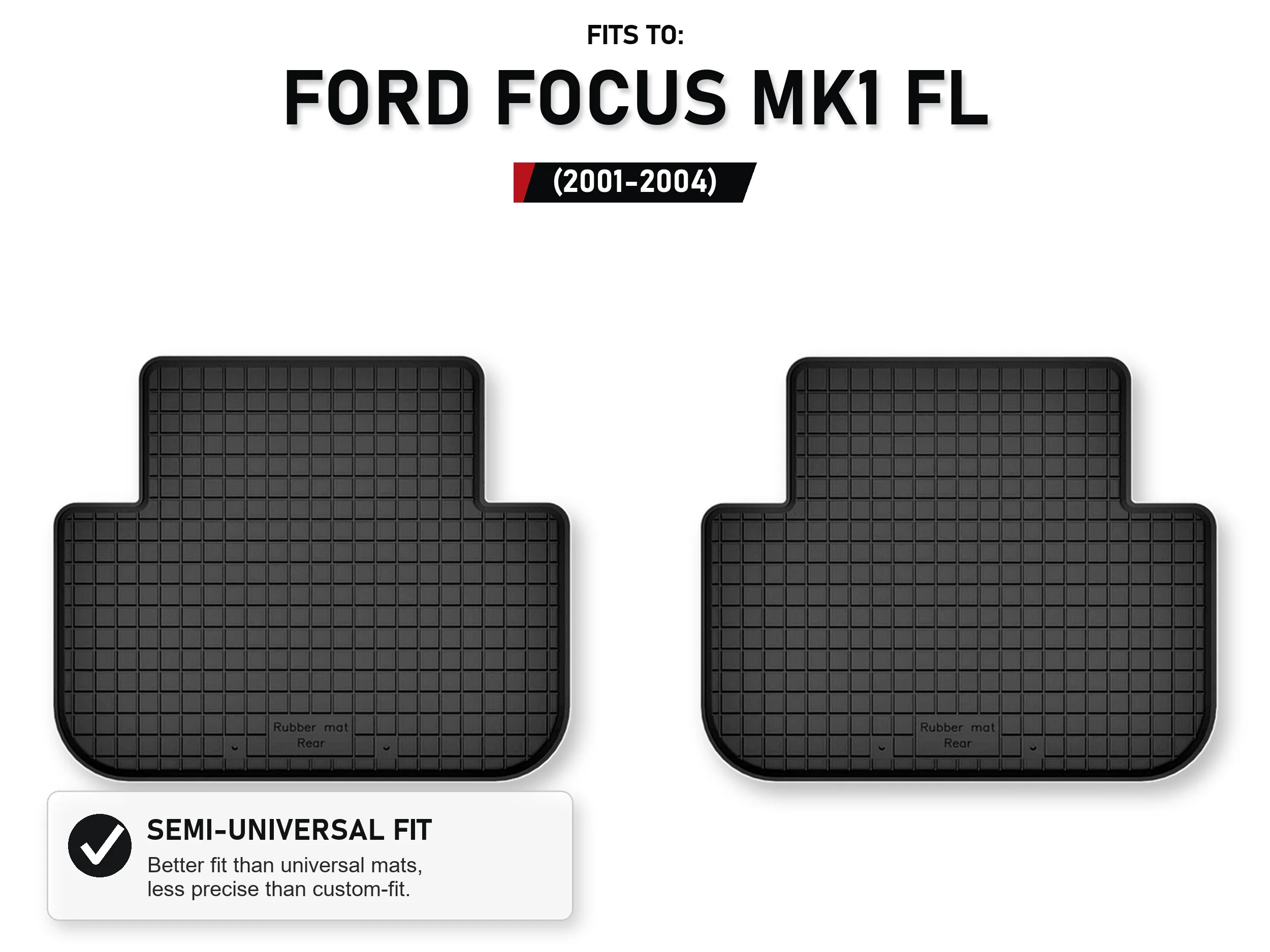 Rubberen bakmatten achteraan voor: Ford Focus Mk1 Fl 2001-2004, 2 stuks