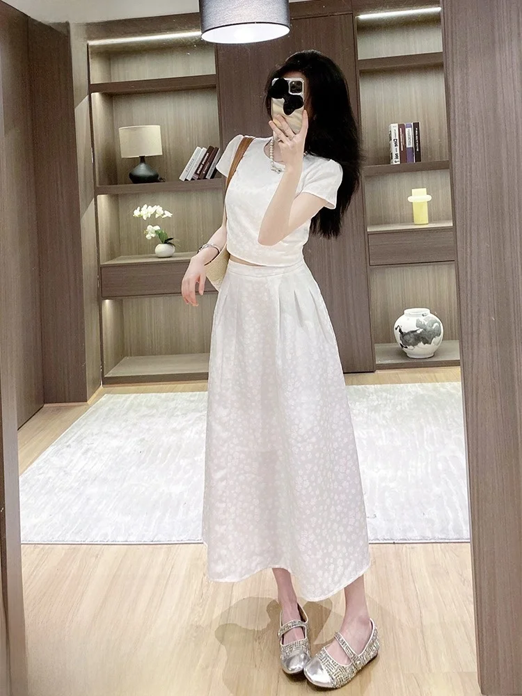 

Летний наряд больших размеров, женский комплект из юбки-миди и топа, утягивающий комплект с застежкой-молнией ort Sve round Ne