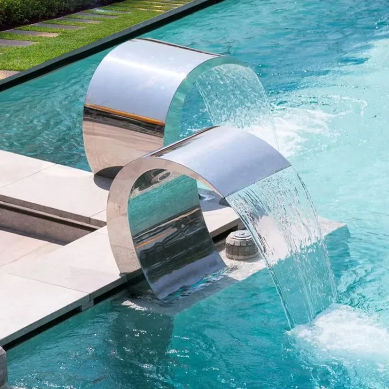 Stainless Steel Curve Nozzle Indoor Outdoor Pool Waterfall Nozzle Anti-Corrosion Decorative Jet Rustproof For Swimming Pool