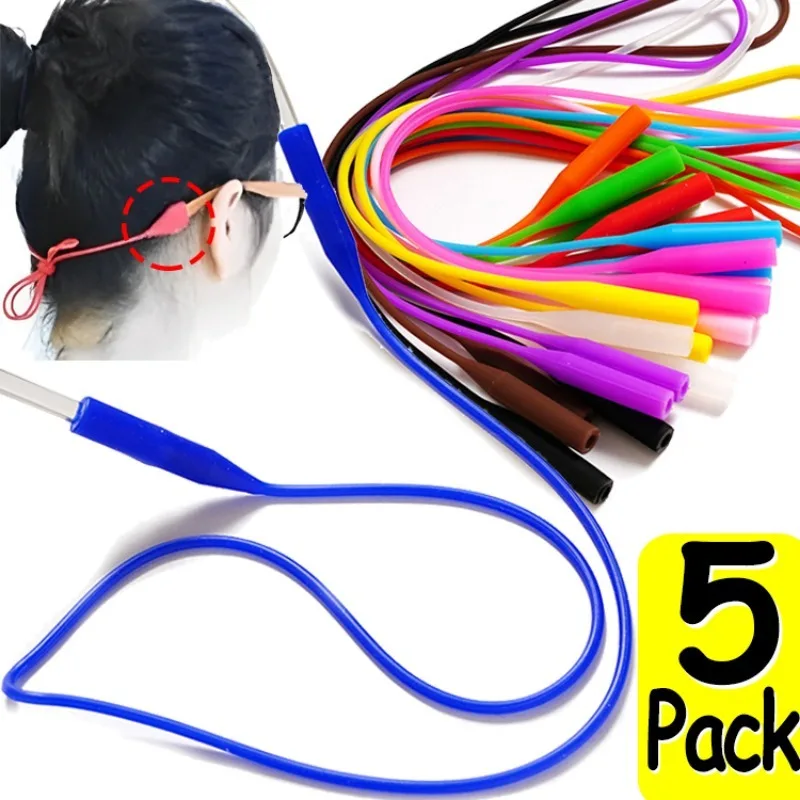 滑り止めシリコンアイウェアロープ,スポーツ眼鏡ストラップ,ネックストラップ,サングラスホルダー,アクセサリー,1個,5個