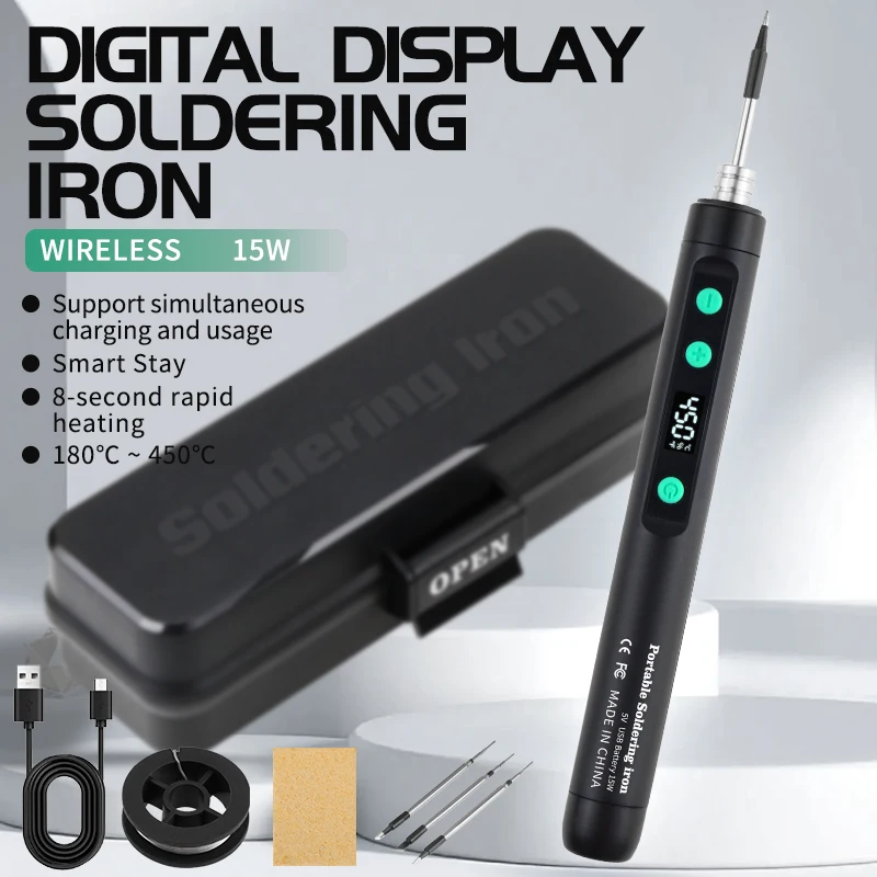ANSIKI C212S DC Power Supply Integrated Internal Heating Core for Rapid Heating of 15W Portable Wireless Mini Welding Tool