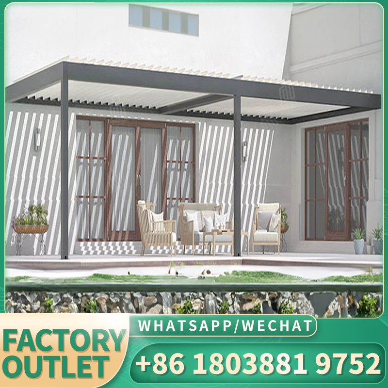 Garden building independent waterproof electric shutter pavilion pavilion UV-resistant aluminum pergola