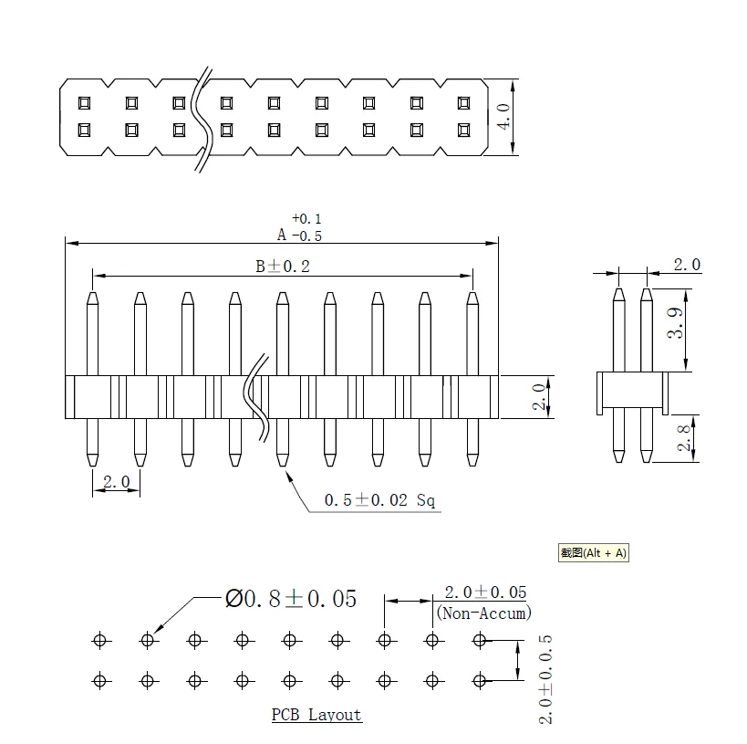 10PCS/2x40P/핀 헤더/2.0 피치 2x40P/소대 어머니/2.0 피치 직접 삽입 핀 및 어머니