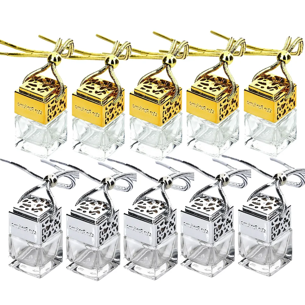 

10Pcs Car Hanging Pendant Empty Perfume Bottle Creative Square Glass Essential Oil Sub-Bottle 8ml Gift for Women