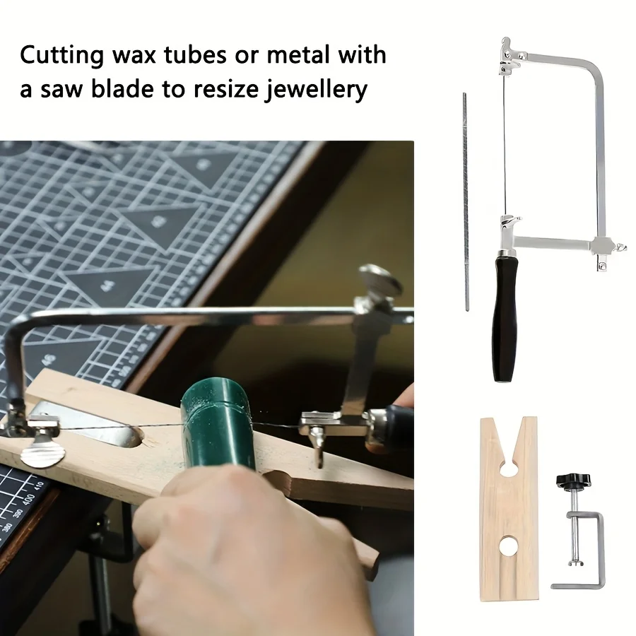 เครื่องประดับปรับเลื่อยกรอบ V-Groove คลิปสีดํา Handle ชุดเครื่องมือสําหรับตัดความแม่นยํา DIY ไม้และเครื่องประดับ Crafting เครื่องมือ
