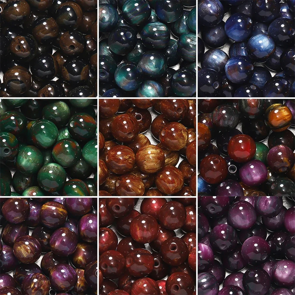 20-50pcs/lot Glitter Mitation Cat Eye Round Resin Bead Loose Beads for DIY Charm Necklace Bracelet Jewelry Making Accessorises