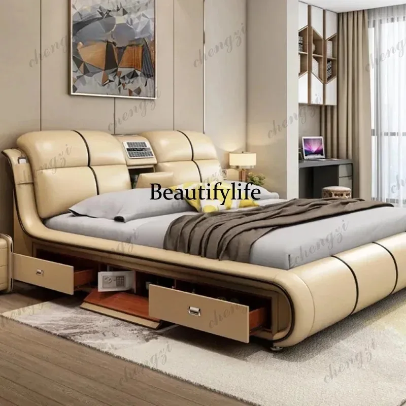 E182 Princess Multifunctional Bed Comforter Luxury Smart King Size Double Bed Headboards Bedframe Camas De Dormitorio