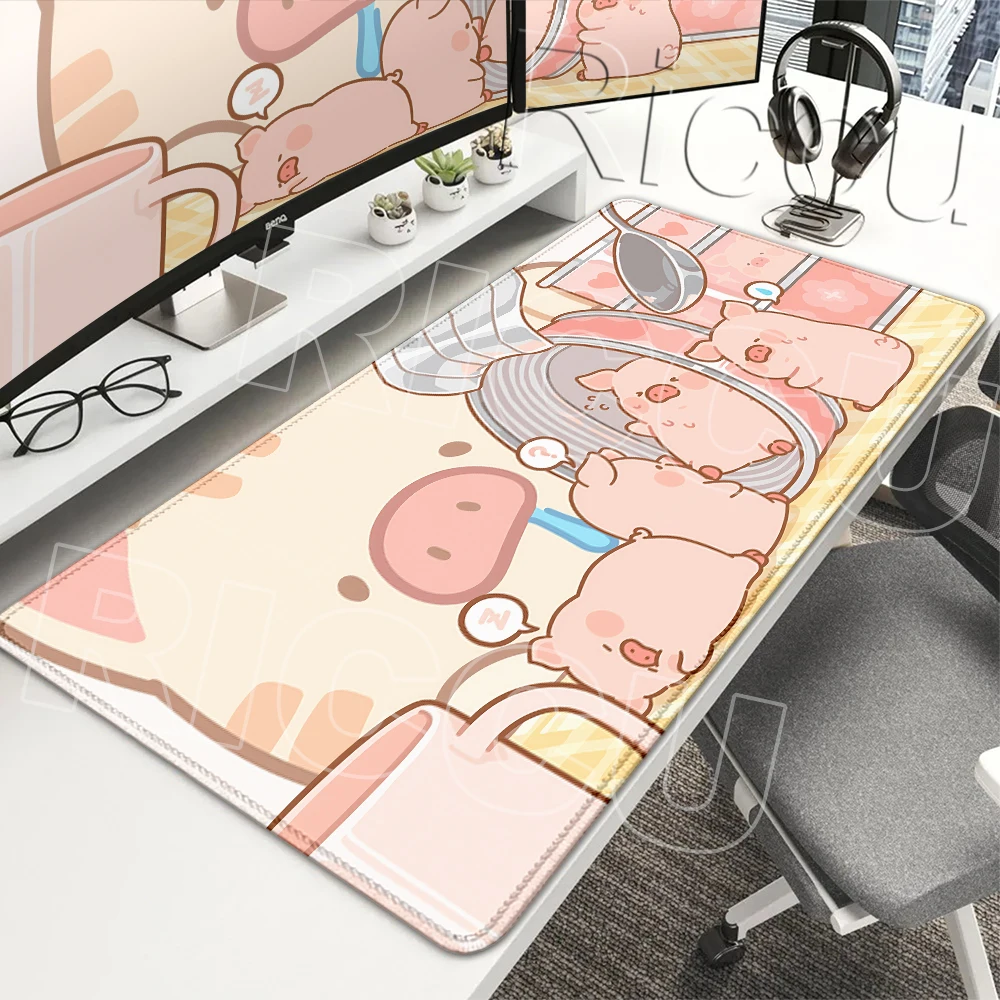 Cartoon Pretty Lulu the Piggy MousePad Anti-slip Locking Edge DeskMat PC Notebook Accessories Rubber Office Gamer Room Decor Mat
