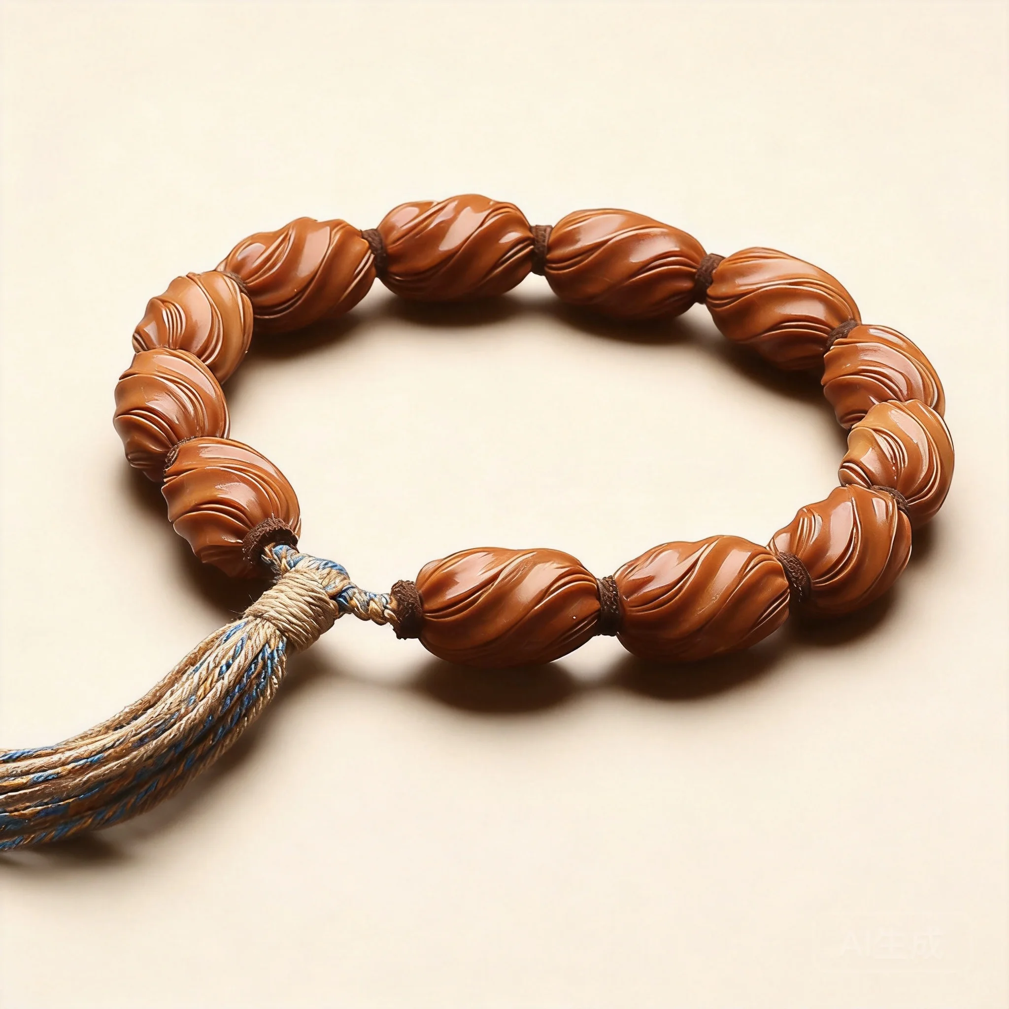 Chinese Style Hand Carved Olive Nut Beaded Bracelet Lucky Fortune Blessing Good Luck Unique Twist Wenwan Bracelet For Men Women