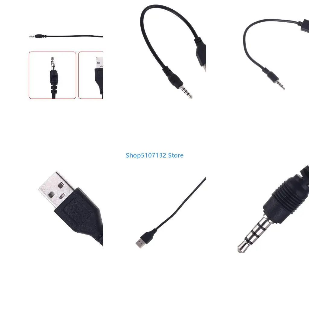 87HD USB Male To 3.5mm Stereo Adapter Convertor Cable for MP3 MP4 Speaker Smartphone Computer Black Adapter Cord