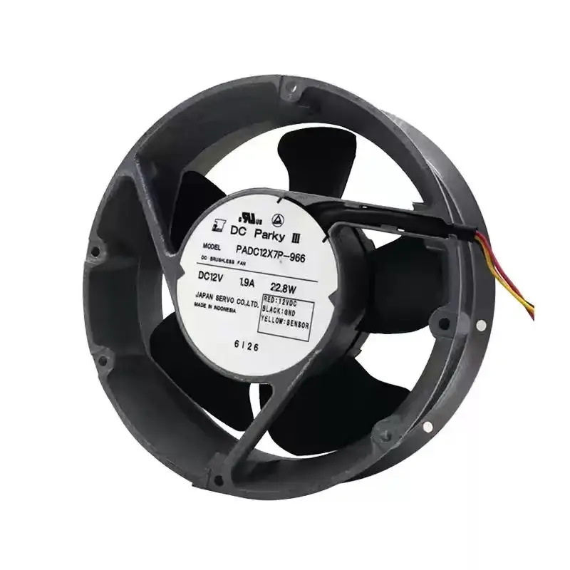 Original For PADC12X7P-966 12V 1.9A 22.8W DC Parky III 17251 15050 172mm Round Metal Aluminum Frame Axial Cooling Fan