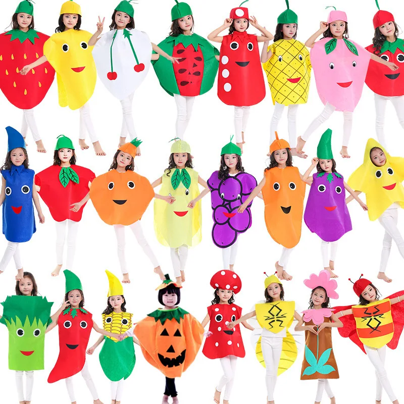 Children\'s Day fruit and vegetable performance costumes Strawberry, apple, pineapple, grape, chili pepper parent-child dance per