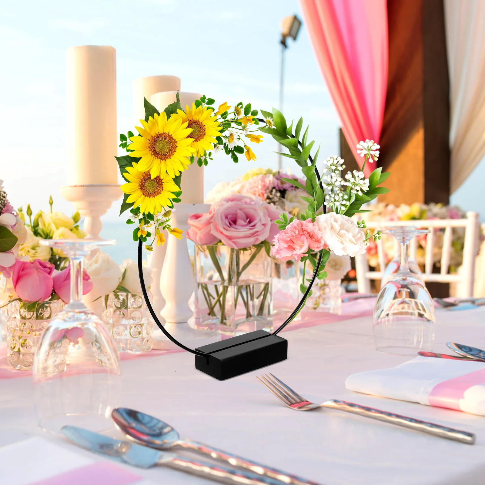 

1 Set Metal Floral Hoop Table Centerpiece Base Dream Catcher Wedding Wreath Diy Ring Stable Desktop Decorative Craft