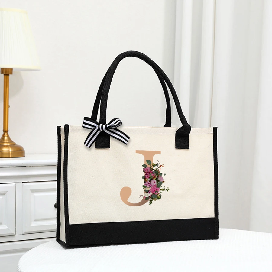 

New men's letter print tote bag canvas large capacity travel shopping bag daily multi-functional hand-held storage bag