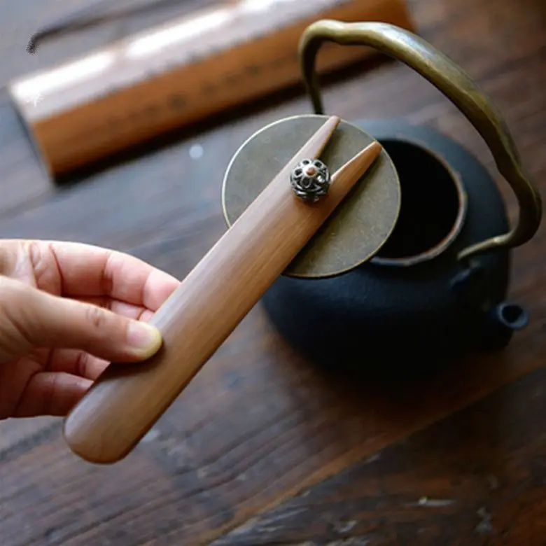 Bamboo iron pot fork Ruyi pot lid fork Anti-scalding teapot Copper silver pot  lid clip tea bamboo fork tea ceremony tea clip