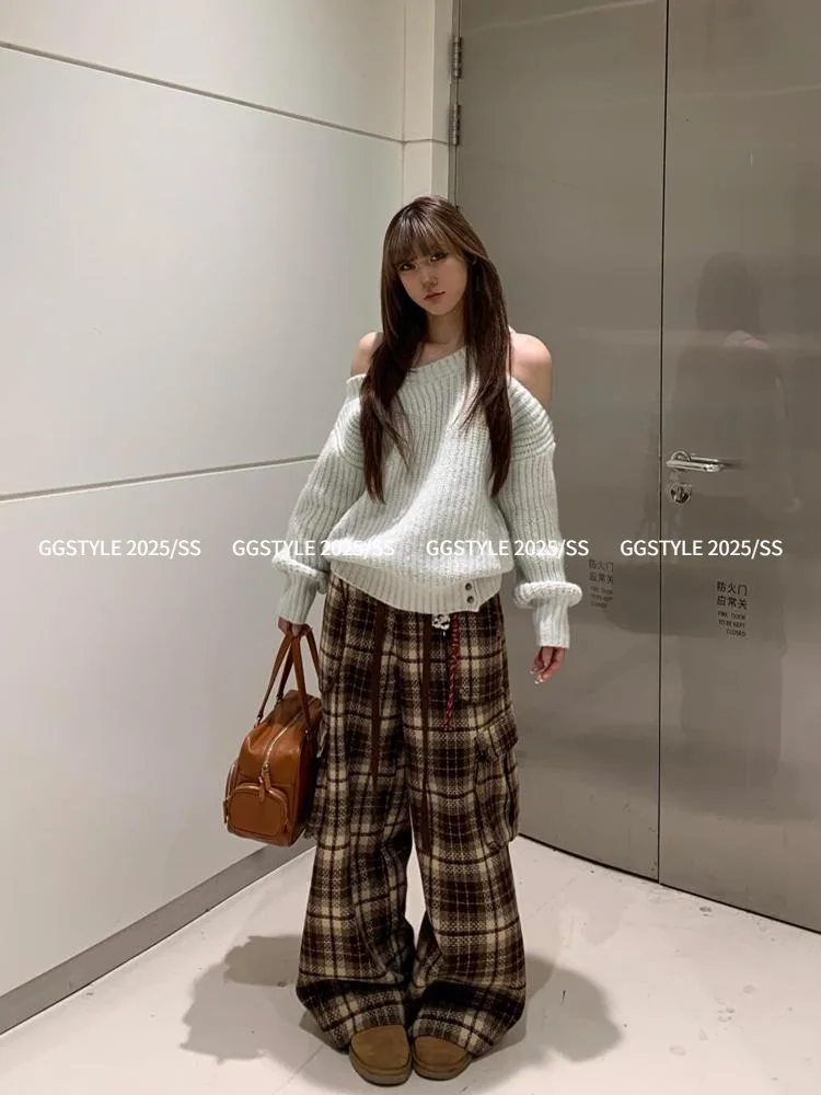 

Women White Sweaters Off Shoulder Slash neck Pullovers Womens Trendy 2025 Autumn Winter New Chic Knitwear Tops