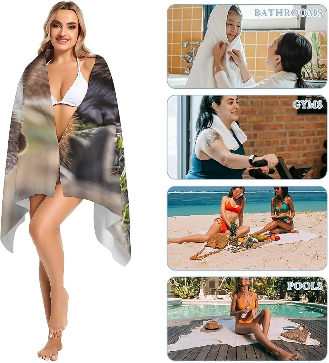 Cute Lutra pattern Beach Towel for Family stuff friend Gift Quick-Dry Sand free For Bath Yoga Tourism Beach Camping Swimming GYM