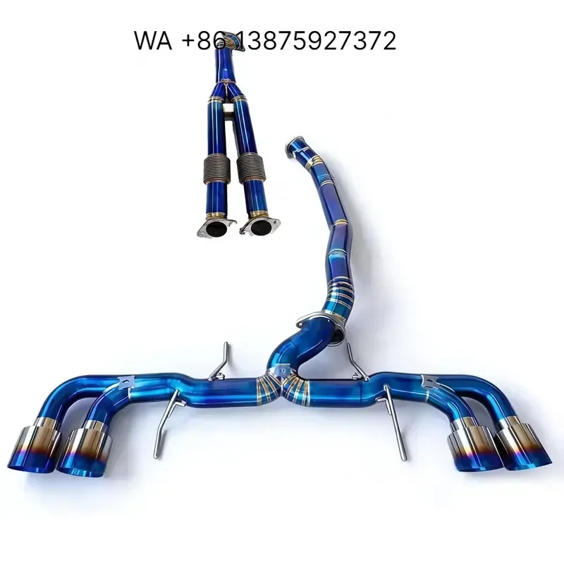 Wmwmnu for GDR Universal Racing Exhaust Y Pipe 4 Inch 101mm Titanium Catback System with Blue Burnt Finish 3 Year Warranty