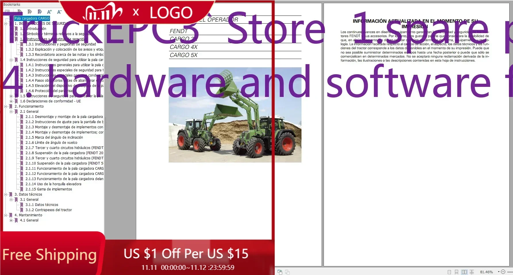 

ТРАКТОР FENDT TruckEPC3 17 ГБ Обновленный PDF Диаграммы 2022 года, руководство по эксплуатации и руководство по мастерской Испанский язык_ES DVD