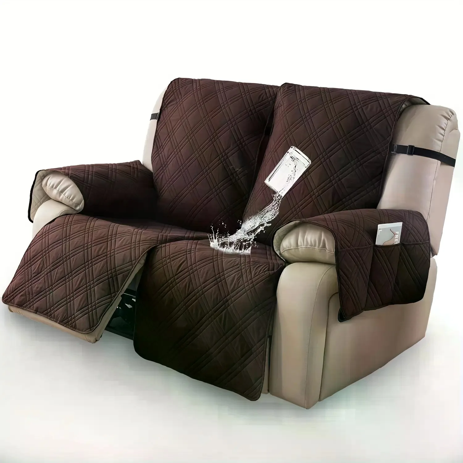 Waterproof Sofa Cover for 2-Seater Couches, Non-Slip Split Design, Easy to Install & Machine Washable, Spill Resistant Recliner Chair Protector